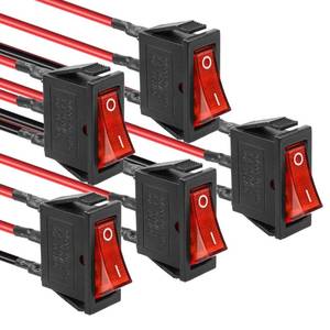 lot 18530 image: QTEATAK 5Pcs AC 250V15A, 125V20A Red Light Pre-Wired Illuminated LED OnOff SPST 3 Pin 2 Position Mini Boat Rocker Toggle Switch Snap for Car Boat