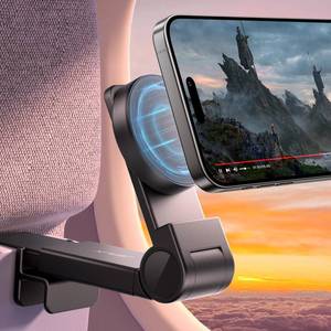 lot 18595 image: JSAUX Airplane Phone Holder Mount, Travel Essentials for Magsafe Accessories, Magnetic Plane Phone Holder Universal in Flight, Travel Accessories Must Haves, Phone Holder for Airplane for iPhone 12-15