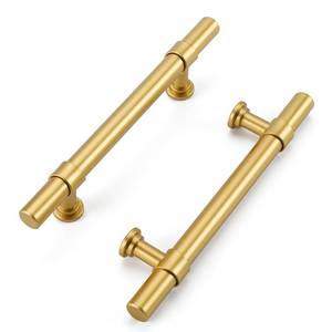 lot 18622 image: Haliwu 10 Pack Gold Cabinet Handles, Brushed Brass Cabinet Pulls Kitchen Cabinet Handles Barrel Cabinet Handles 4 inch Gold Pulls Kitchen Hardware