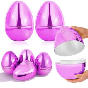lot 18631 image: NJN 2Pcs 10inch Pink Jumbo Metallic Fillable Eggs, Giant Easter Eggs, Colorful Plastic Easter Eggs Perfect for Easter Egg Hunt, Huge Empty Surprise Egg-pink, frame is slightly bent, can still put together