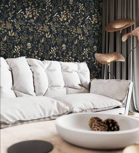 lot 18632 image: Dimoon 118x16.1x2rolls Delicate Floral Peel and Stick Wallpaper White Golden Thicken Waterproof Leaf Vintage Flower Contact Paper Self Adhesive Wallpaper Removable Wall Paper Shelf Decal Vinyl Roll