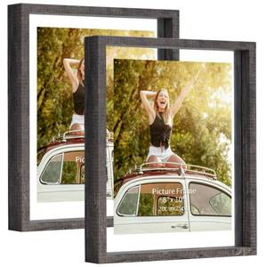 lot 18671 image: Trwcrt 8x10 Floating Picture Frame 2 Pack, Double Side Glass Picture Frames Display up to 10 x 12 photos for Desktop or Wall Hanging, Gray