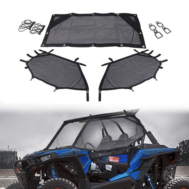 lot 97206 image: MASION RZR Soft Window Nets Mesh Front Rear Right and Left Window Shade Shield Cover Roll Cage Mesh Guard Sunshade Cover for UTV Polaris RZR 570 800 1000 900 RZR XP Turbo 2015-2019 2 Seat