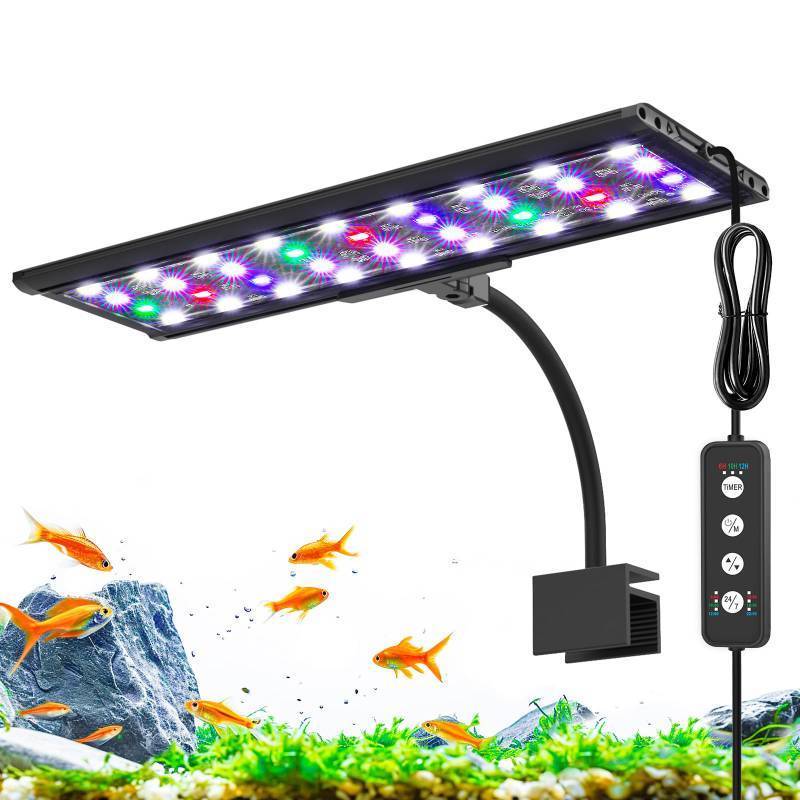 lot 41018 image: AQQA LED Aquarium Light, 247 Mode Clip on Fish Tank Light with Memory Function, DIY Mode Full Spectrum Aquarium Plant Light, Adjustable TimerBrightness, IP68 Waterproof for 16-24 in Fish Tank 18W