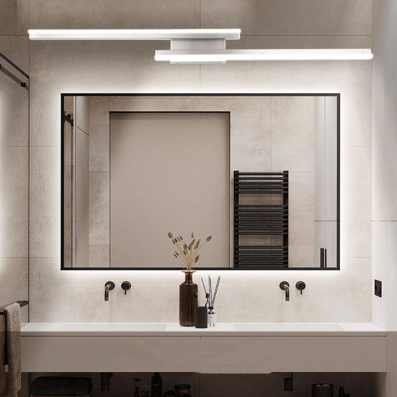 lot 30084 image: KAMLAM 48 Inch Modern Bathroom Led Vanity Light,Dimmable Bathroom Bar Lights Over Mirror,46W 5000K Cool White,Brushed Nickel Bathroom Light Fixture(2-Light)