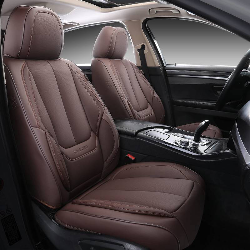 lot 97393 image: Coverado Seat Covers, Car Seat Covers Front Seats, Car Seat Cover, Car Seat Protector Waterproof, Car Seat Cushion Nappa Leather, Driver Seat Cover Brown Carseat Cover Universal Fit for Most Cars