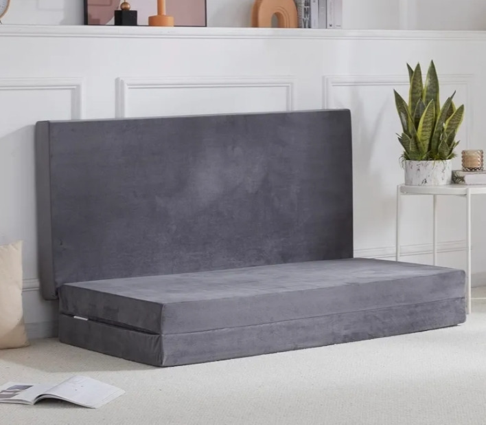 lot 19060 image: SINWEEK Tri Folding Mattress with Storage Bag 4 Foldable Mattress Foam Topper Floor Cot Mattress, Guset Bed with Machine Washable Cover and Waterproof Lining, CertiPUR-US Certified 52 x 73 Inch x 3 Inch