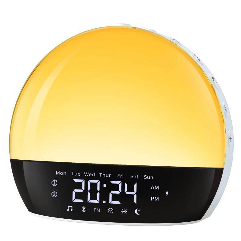 lot 97916 image: Cabtick Sunrise Alarm Clock, Bluetooth Speaker Sound Machine, Sunrise and Sunset Simulation, Snooze, Dual Alarms, FM Radio & Reading Lamp, 11 Natural Sound for Gentle Wake Up