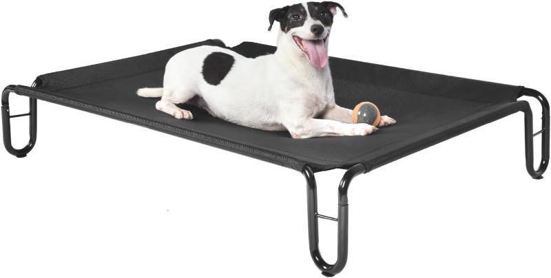 lot 19551 image: Elevated Outdoor Dog Bed - Dog Cots beds for Medium Dogs, Waterproof Raised Dog Bed Easy to Assemble, Cooling Elevated Dog Bed with Teslin Mesh, Durable, Non Slip, Up to 40 lbs,Black