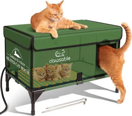 lot 26671 image: Indestructible Heated Cat House for Outdoor Cats in Winter, Extremely Waterproof, Fully Insulated Outside Feral Cat House Shelter for Stray Barn Cat