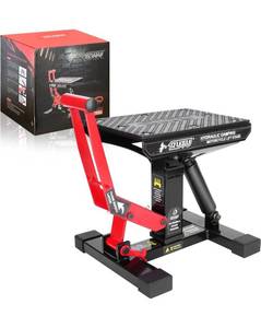 lot 63883 image: Motorcycle Lift Stand Jack,RUTU Dirt Bikes Jack Stand 1400 Lbs Capacity,Heavy Duty Steel Hydraulic Lift for Pit Bikes ATVs Maintenance Repairs