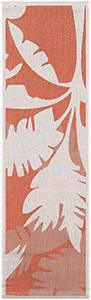 lot 63885 image: Couristan Monaco Outdoor Area Rug - Coastal Flora 23 X 710 Runner in Ivory and Orange Color, Hose Washable, Pet Friendly, Patio and Home Decor