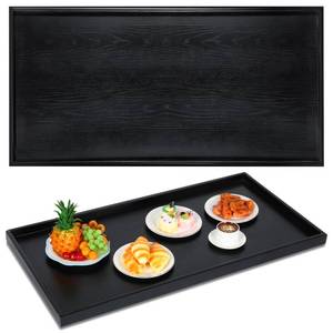 lot 63892 image: Mumufy 40 x 20 Inches Extra Large Extra Long Rectangle Walnut Wood Ottoman Tray Natural Handmade Decorative Serving Tray Serve Tea Coffee Classic Wooden Walnut Serving Tray Living Room Cafe (Black)