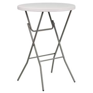 lot 63893 image: Flash Furniture Kathryn 2.63 Round Folding Bar Height Table for Parties and Commercial Events, IndoorOutdoor Plastic Bar Height Folding Table, White