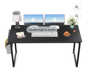 lot 63894 image: CubiCubi Computer Desk with Particle Board, Black Metal Frame, Black Finish,63
