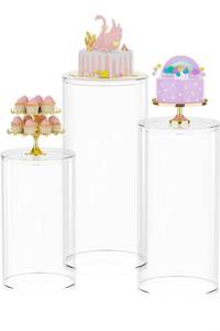 lot 63896 image: Aseem Cylinder Pedestal Stands 3PCS Display Round Decor Backdrop Dessert Table Pillars for Party Birthday Wedding Props Baby Shower Event Decoration