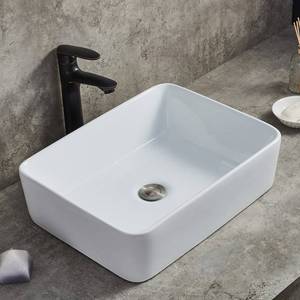 lot 64215 image: Ufaucet 19x15 Bathroom Sink Modern White Rectangular Ceramic Countertop Bathroom Vanity Vessel Sink, 19 Inch Porcelain Above Counter Art Basin Vessel Sinks for Bathrooms Lavamanos Para Ba�os
