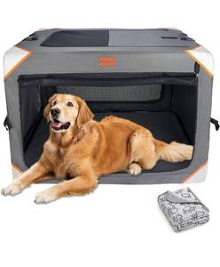 lot 64225 image: Collapsible Dog Crate-Portable Dog Crates for Extra Large Dog,4-Door Portable Pet Travel Crate,SturdyBreathableComfortable,Indoor & Outdoor & Car Back SeatSoft Dog Blanket