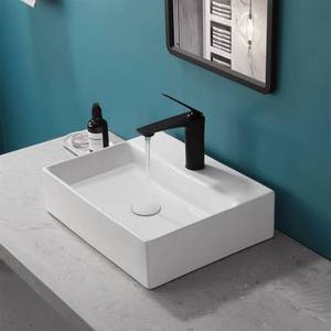 lot 63390 image: Tysun Rectangle Vessel Sink, 18 x 14 Bathroom Sink Above Counter, Bathroom Vessel Sink White Porcelain Ceramic Small Sink Bowl, Bathroom Vanity Sink Art Basin - Retail $89.99
