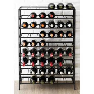 lot 63395 image: MyGift Black Metal Wine Rack Freestanding Floor Stand, 9 Tier Beverage Bottle Storage Shelf - Holds up to 54 Bottles - Retail $129.99