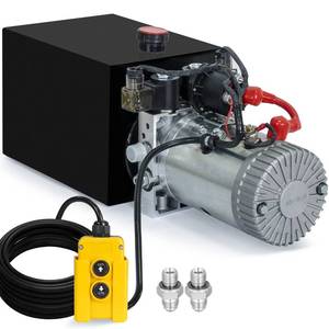 lot 63497 image: DC HOUSE Hydraulic Power Unit 15 Quart Double Acting Hydraulic Pump DC 12V Power Unit Metal Reservoir for Dump Trailer Car Lifting - Retail $259.43