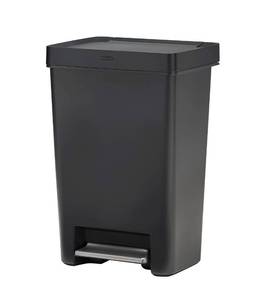 lot 63748 image: Rubbermaid Premier Series II Step-On Trash Can for Home and Kitchen, with Lid Lock and Slow Close, 13 Gallon, Charcoal