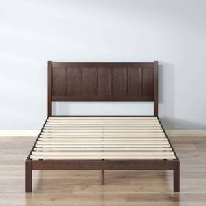 lot 63788 image: Queen Adrian Wood Platform Bed Frame Brown - Zinus Acacia Support, No Box Spring Needed