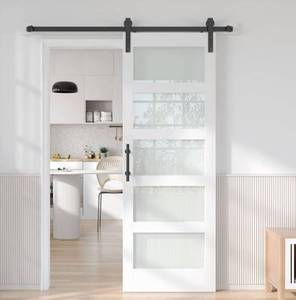 lot 63790 image: Fredbeck 30in x 84in White Glass Barn Door