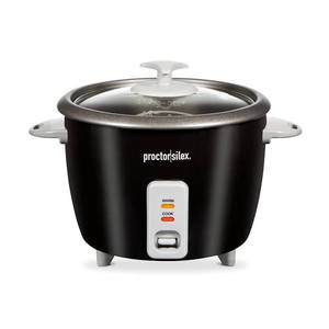 lot 63791 image: Proctor Silex Rice Cooker & Food Steamer, 16 Cups Cooked (8 Cups Uncooked), Includes Steam and Rinsing Basket, Black (37527)