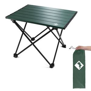 lot 63816 image: VILLEY Portable Camping Side Table, Ultralight Aluminum Folding Beach Table with Carry Bag for Outdoor Cooking, Picnic, Camp, Boat, Travel - Green