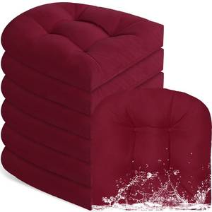 lot 63823 image: Thyle Outdoor Chair Cushions Set of 6 Waterproof Sun Protection Square Tufted Seat Cushions Overstuffed Patio Furniture Cushions for Patio Funiture Dining Indoor 19 x 19(Wine Red)