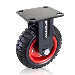 lot 63829 image: POWERTEC 6-14-Inch Fixed Heavy Duty Industrial Caster Black (17052), 4 Wheels