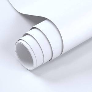lot 63832 image: VOLEAAR White Contact Paper 23.7 Inches x Unknown length Pure White Peel and Stick Wallpaper Vinyl Adhesive Waterproof Solid Color Wall Paper for Cabinet Shelf Liner Room Walls Covering Decorative