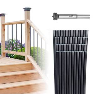 lot 64107 image: 51Pack 36 x 34 Aluminum Deck Balusters Round Hollow Black Deck Railing Spindles Staircase Balusters Wood Composite Deck Porch Stairs Indoor Outdoor - Retail $139.99