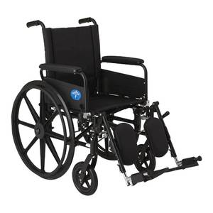 lot 64110 image: Medline Premium UltraLightweight Wheelchair with FullLength FlipBack Arms and Elevating Leg Rests for Extra Comfort 18�� Seat- Retail $293.72