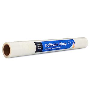 lot 64152 image: TapeManBlue Crash Wrap, 36 inch x 200 feet, Clear Collision Wrap for Car Windows & Damaged Vehicles, Self-Adhesive Broken Window Cover Film, Made in America