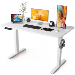 lot 64158 image: Win Up Time Whole Piece Standing Desk, 48 x 24 in, Electric, 176 lbs Capacity, Adjustable Height Desk for Home & Office, White - Retail $119.6