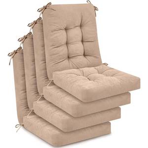 lot 63811 image: Juexica 4 Set Outdoor Patio Chair Cushions Seat High Back Tufted Pillow Replacement Rocking Chair Cushions Outdoor Patio Chair Pads for Autumn Winter Seasonal Indoor Home Office(Beige,Polyester) - Retail $92.81