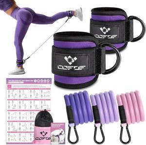 lot 63901 image: Ankle Resistance Bands with Cuffs, Ankle Bands for Working Out, Ankle Band Cuff for Kickbacks Hip, Leg Glute Exercise Equipment with Training Poster, Resistance Band with Ankle Cuffs for Women(Purple)