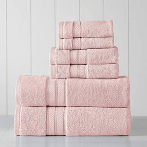 lot 63911 image: Amrapur Overseas Modern Threads - Spun Loft 6-Piece 100% Combed Cotton Towel Set - Bath Towels, Hand Towels, & Washcloths - Super Absorbent & Quick Dry - 600 GSM - Soft & Plush, Blush
