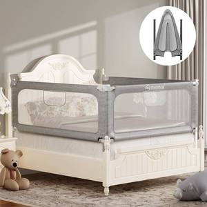 lot 63928 image: MHOMER Bed Rail for Toddlers, 2 Minutes Quick Assembly Foldable Bed Rails for Queen, King, Full, Twin Size Bed, Bed Rail Guard with Steady U-Shape Base for Toddlers, Baby, Kids (1 Piece, 74.8)