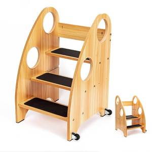 lot 63935 image: StrongTek Toddler Step Stool for Kitchen and Bathroom, Kids Step Stool for Learning, Toddler Kitchen Stool Helper, and Toddler Standing Tower - 28 High, with Wheels and Handles, 350 lbs Capacity - Retail $79.99