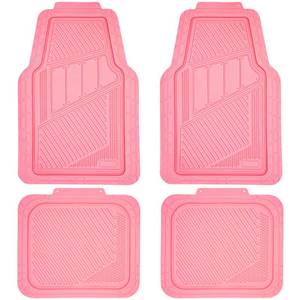 lot 63938 image: CAR PASS Heavy Duty Rubber Floor Mats Pink 4-Piece Car Mat Set - Universal Waterproof for SUV Truck, Durable All-Weather Mats��Car Women,Girly(All Pink)