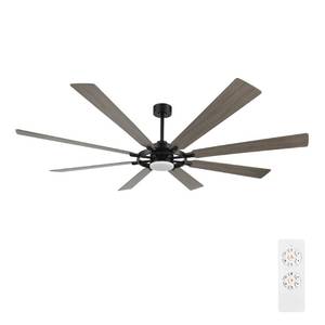 lot 63942 image: ELEHINSER 72 Ceiling Fan with Lights and Remote Control, Wood 8 Blades 6-Speed Noiseless Reversible DC Motor, 3 Downrods, Modern Ceiling fan for Office Porch Bedroom Dining Living Room, BlackWood - Retail $309.99
