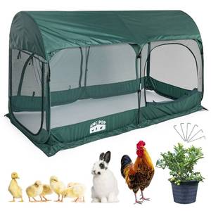 lot 63945 image: ANC POP Portable Chicken Run Large Pop-Up Chicken Pen for Small Animals Outdoor Gardening Net with 3 doors and Handbag, Easy to Install and Storage, Green