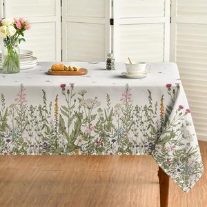 lot 64052 image: Horaldaily Spring Summer Tablecloth 60x104 Inch Rectangular, Wild Flowers Floral Table Cover for Party Picnic Dinner Decor