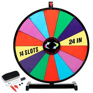 lot 64063 image: XvmeiMym 24 inches Spinning Prize Wheel, 14 Slots Tabletop Spinner - Heavy Duty Roulette Wheel for Carnival, Trade Show, Win Fortune Spin Games
