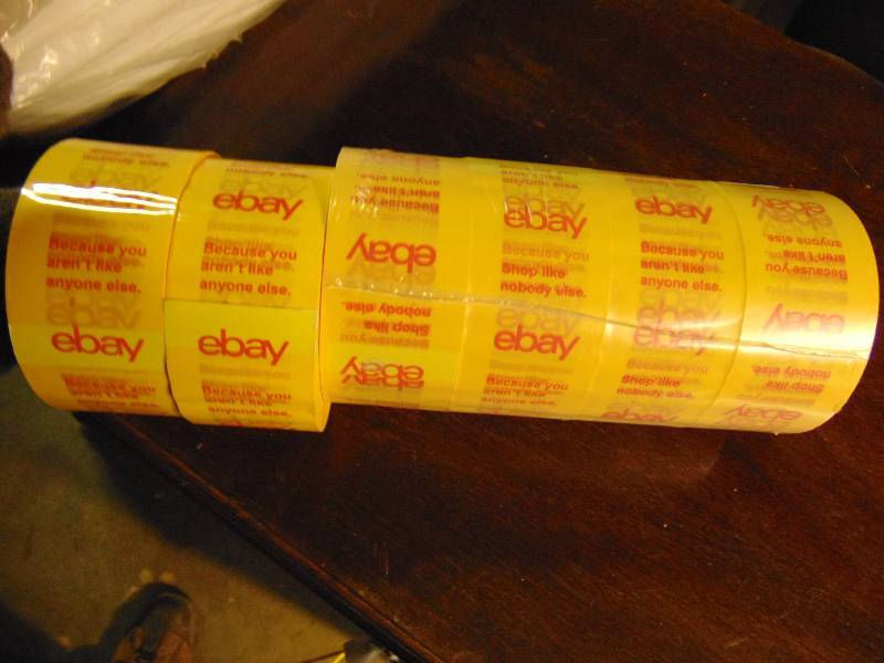 lot 1053 image: (6) rolls yellow eBay packing tape, 2 x 2.2 ml thick x 75 yards