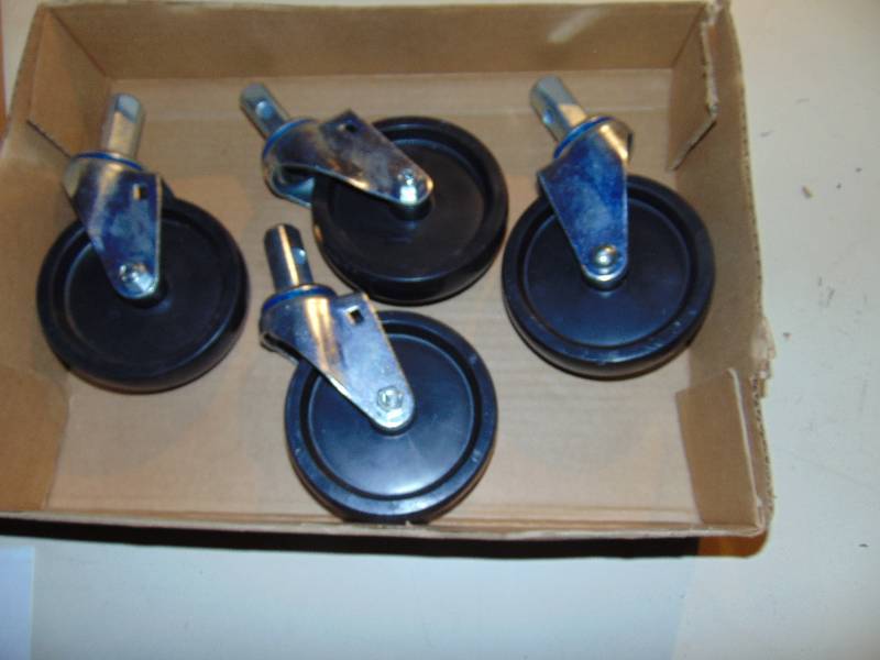 lot 1185 image: (4) ct. lot post mount cart wheels, 5 diameter x 1-14 wide with 34 x 34 x 2 pin
