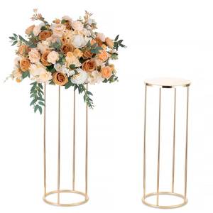 lot 1817 image: Sziqiqi Black Metal Flower Stand for Wedding Table - Floor Vase Stands for Road Leads Tall Column Tabletop Centerpiece for Party Birthday New Opening Home Living Room Decoration 3pcs